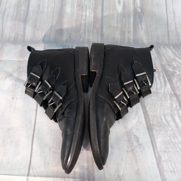 Black Leather Multi-Strap Buckle Ankle Boots – Made in Portugal – Size 36 (US 6) - Picture 6 of 9
